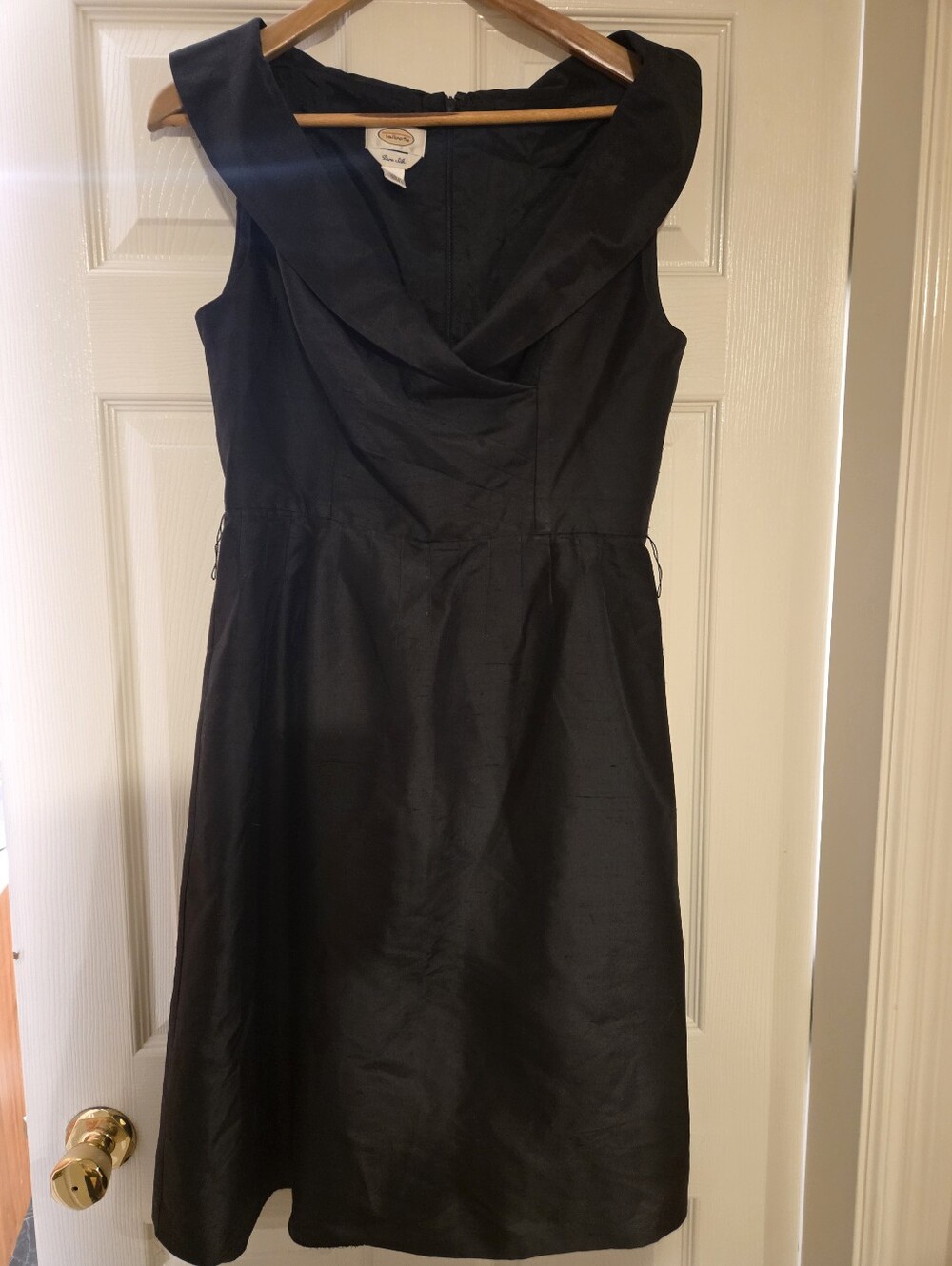 Talbots Pure Silk Black Cocktail Dress Size 10 Draped Neck Audrey Hepburn